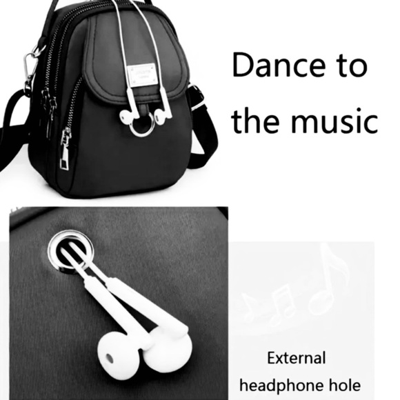 Lightweight Black Nylon Crossbody Bag with Multiple Zippered Compartments NWOT - Picture 6 of 11